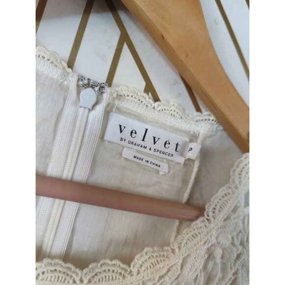 Velvet by Graham & Spencer Women's Boho Crotchet Overlay Tank Beachy Size P - Picture 4 of 6